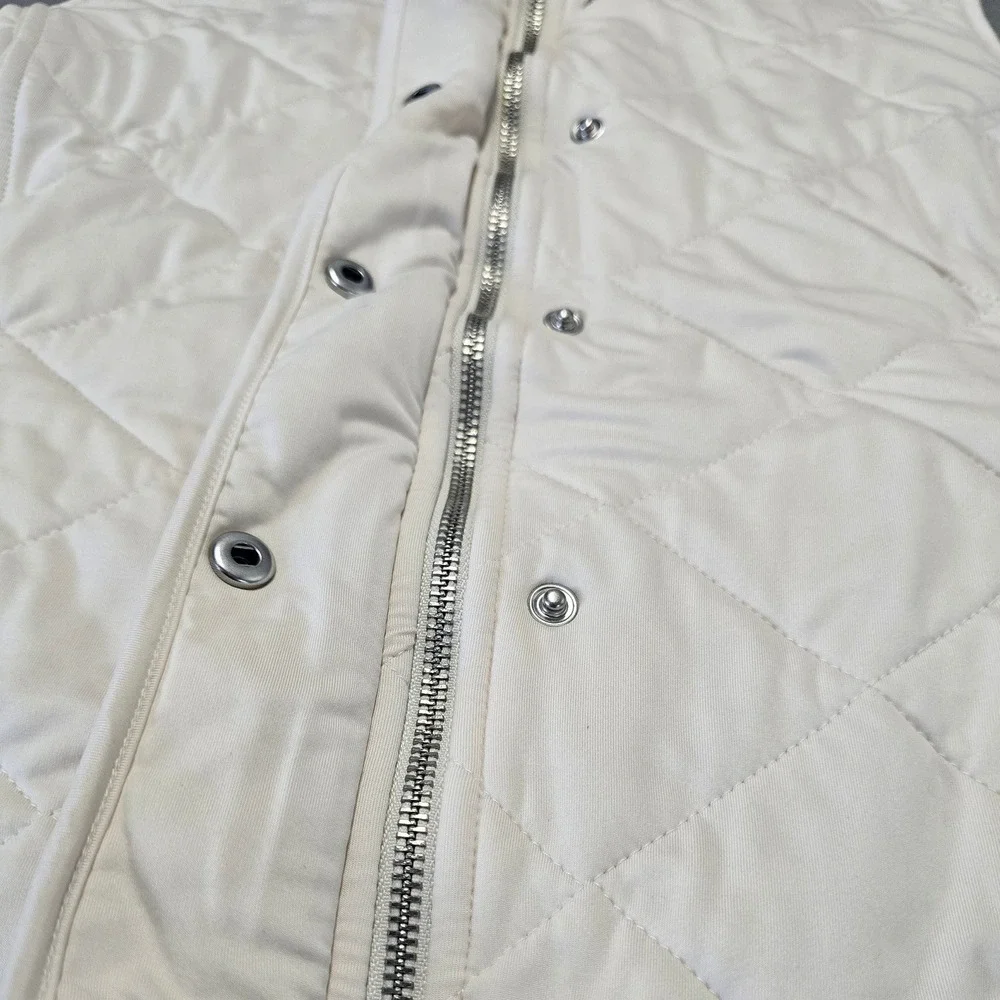 Lauren Ralph Lauren Quilted Vest Womens L Cream Snap Zip Lightweight Jacket